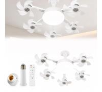 Ceiling Fan with Light, Fan Light 4 Head Design for Kitchen (White-C)