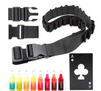 Ceinture à Bière 27 Emplacements avec 1 Décapsuleur,Ceintures Porte-bouteilles Réglable Ceinture Porte-cartouches Ceintures en Nylon pour Carnaval, Enterrement, Festival, Camping