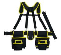 Ceinture à Outils avec Bretelles, Noir Et Jaune | Conception Robuste En Tissu Renforcé, Rembourré, Équipement, pour Travaux En Hauteur, Rénovation