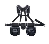 Ceinture à Outils avec Bretelles Robuste, Noir Et Gris | Ceinture Porte-Outils avec Bretelles, pour Rénovation, Charpentiers