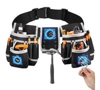 Ceinture à outils en toile avec aimants puissants pour un rangement sécurisé de la fixation, conçue pour les ouvriers, y compris les électriciens, les charpentiers et les entrepreneurs (gris)