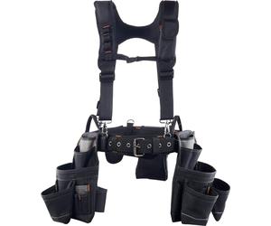 Ceinture à outils, pochette à outils 19 poches avec bretelles pour hommes, ceinture utilitaire réglable robuste, sac de travail, dispositif de suspension amovible pour électriciens, charpentiers, ouvr