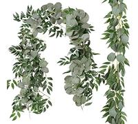Cekene 2PCS 198cm Guirlandes D'eucalyptus Artificielles Artificielle Vignes D'eucalyptus avec Feuilles de Saule Eucalyptus Artificielle Feuilles Guirlande pour Arche de Mariage Table Cadre de Porte
