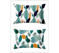 Cekog Lot de 2 Housse de Coussin Rectangulaire Feuilles de Plantes Decora Canapé Taie d'oreiller 60x80cm Decoration Coussin en Lin Housse de Coussin Décoration pour Chambre,Canapé,Chaise,Lit,Jardin
