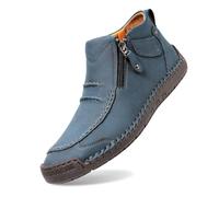 Celanisai Chaussures orthopédiques pour homme, fabriquées à la main, confortables, en cuir de vachette, avec semelle ergonomique antidérapante, mocassins avec fermeture éclair latérale, bottines en