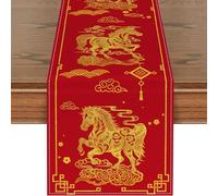 Celblisora Chemin de Table avec Signe du Zodiaque Chinois Cheval 2026, Bonne année, Fête du Printemps, Noël, Hiver, Cuisine, Salle à Manger, Décoration pour la Maison, Fête, 33 x 183 cm