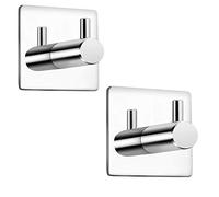 Celbon 2 Pièces Adhésif Crochet De Bains En Acier Inox Crochets Sans Perçage Serviettes Pour Bain Cuisine Toilettes Placards Chrome Carré