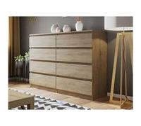 Best mobilier Commode Celia 8 tiroirs 139 cm effet bois style contemporain
