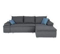 CELINA Canapé d'angle réversible convertible 3 places + Coffre de rangement - Tissu gris - L 274 x P 184 cm Gris G