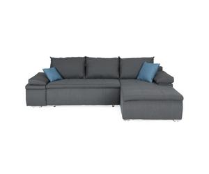 CELINA Canapé d'angle réversible convertible 3 places + Coffre de rangement - Tissu gris - L 274 x P 184 cm