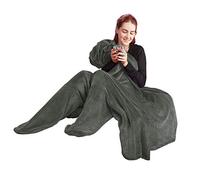 CelinaTex Couverture Moelleuse avec Pieds Chaussettes 150 x 180 cm Gris Couverture Chaussettes Chauffe-Pieds Microfibre Polaire Oeko-TEX Footy