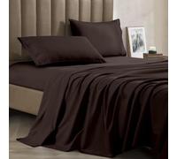 Celine Lin Meilleur, Plus Douce, Cosiest draps de lit jamais. 1800 Fils en Coton égyptien de qualité Anti-Plis Parure de lit 4 pièces avec Poches Profondes, California King, Marron Chocolat