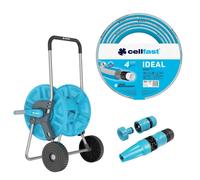 Cellfast Aluplus : chariot de tuyau en aluminium, 1/2", 60 mètres + Cellfast IDEAL : tuyau de jardin, 1/2", 30 mètres + Kit comprenant une tête de pulvérisation Cellfast Basic, 1/2"