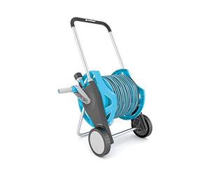 cellfast Ensemble de Chariots pour Tuyau d'arrosage Discover Poignée caoutchoutée, Résistant à la Corrosion, Stable, Pied Pliant, Tuyau d'arrosage ENERGO 1/2 30m, 55-630 bleu