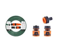 Cellfast Gartenschlauch Vert 1/2" 20m & GRIFEMA GE1103 Kit de Raccordement Robinet/Tuyau de Jardin Avec Connecteur Waterstop, Connexion Rapide