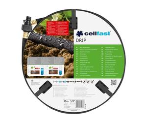 Cellfast Tuyau d'irrigation DRIP, Arrosage économique et précis, économise jusqu'à 70% d'eau, connexion en série, 15m, 1/2", 19-002 38 x 38 x 8 cm Multicolore