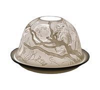 Cello Bougeoir en porcelaine en forme de dôme - Projection 3D en forme de chouette pour bougies chauffe-plat parfumées non parfumées - Décoration de bougie LED - Cadeau d'anniversaire pour la maison