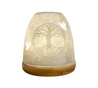 Cello Grand photophore en porcelaine - Motif arbre de vie avec projection 3D pour bougie LED parfumée non parfumée - pour la maison, la chambre à coucher, maman, papa