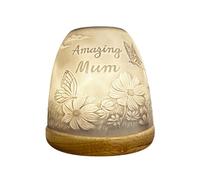 Cello Grand photophore en porcelaine - Superbe motif maman avec projection 3D pour bougie LED parfumée non parfumée Cadeau pour la maison, la chambre à coucher, maman, papa