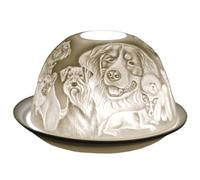 Cello Photophore dôme en Porcelaine Lithophane - Motif Chiens pour Bougies Chauffe-Plat parfumées ou Non, Compatible LED - Décoration chaleureuse avec Superbe Image Lumineuse