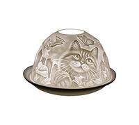 Cello Photophore en porcelaine avec dôme - Design chat avec image en 3D et message, parfumé et non parfumé, chauffe-bougie LED, pour amoureux des animaux, cadeaux de la nature, ornement pour la maison
