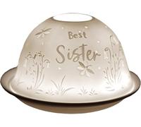 Cello Photophore en Porcelaine - Design 'Meilleure Sœur' avec Image 3D Projetée & Message Bougie Parfumée Non Parfumée Chauffe-Cire LED Cadeau Décoratif pour Chambre Maison Anniversaire Frère