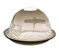 Cello Photophore en porcelaine en forme de dôme du nord-est de l'Angleterre - Design Tyne Bridge, un superbe photophore projetant une image 3D. Ange du Nord, cadeaux du Nord-Est, Geordie Gifts.