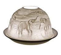 Cello Photophore en porcelaine en forme de dôme, motif éléphant - Photophore projetant une image 3D - Cadeau de Noël pour femme