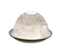 Cello Photophore en porcelaine - Motif abeille heureuse avec image de projection 3D et message d'amour - Bougies LED parfumées non parfumées - Chauffe-cire pour maman, fille, nounou, femme, cadeau