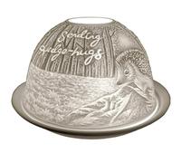 Cello Photophore en porcelaine - Motif hérissons et câlins avec projection 3D image et message - Bougie LED non parfumée non parfumée - Décoration pour chambre à coucher, maison, cadeau d'anniversaire