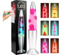 CELLUSTOP Lampe à Lave Rouge en Forme de Fusée - Lampe Magma Décorative à Poser - 2 Ampoules R39 incluses - Verre Robuste et Aluminium- Interrupteur - 25 Watts - 34 cm - Rouge