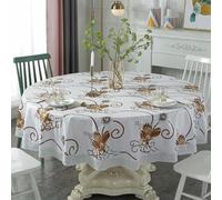 CEMELI Nappe Ronde en PVC de 137 à 220 cm imperméable et résistante à l'huile pour Table à Manger extérieur pour Cuisine et Table à Manger décoration de pièce extérieure idéale pour Les fêtes