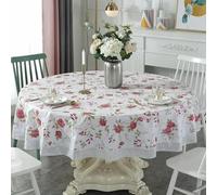 CEMELI Nappe Ronde en PVC de 137 à 220 cm imperméable et résistante à l'huile pour Table à Manger extérieur pour Cuisine et Table à Manger décoration de pièce extérieure idéale pour Les fêtes