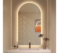 CENAP de Salle de Bain en Arc avec lumière 50x70cm Miroir Lumineux en Arc pour Salle de Bain Miroir de courtoisie Mural à intensité Variable 3 Couleurs Miroir d'arche intelligen (50x80cm/19.7x31.5in)