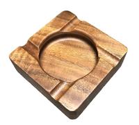 Cendrier à cigares carré en bois, cendrier fabriqué à la main avec reste Grain de bois naturel 5x5 pouces pour Patio de bureau domicile