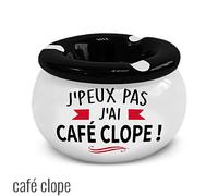 cendrier céramique j'peux pas j'ai café clope! - couvercle amovible - trois encoches