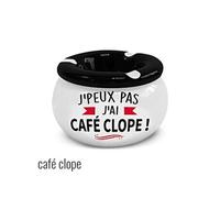 cendrier céramique j'peux pas j'ai café clope! - couvercle amovible - trois encoches