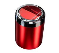 Cendrier compact rond LED avec couvercle poussoir Rouge | Design amovible pour une utilisation sur une table, une voiture ou un salon