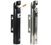 Cendrier cylindrique mural en acier inoxydable avec serrure et grille d'aération perforée pour usage extérieur, pub, jardin, bureau, finition argentée