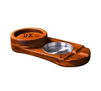 Cendrier en bois personnalisé avec support pour cigare, nom gravé, plateau en verre à whisky avec repose-cigare, cadeau personnalisé pour homme, fête des pères, anniversaire, Noël (ovale)