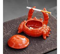 Cendrier en céramique crabe avec couvercle, cendrier amusant pour décoration de bureau, joli cendrier coupe-vent, porte-cigarettes et porte-stylos pour extérieur/intérieur, cendrier pour fumeurs