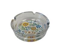 Cendrier en verre - Petites Fleurs BLANC G
