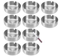 Cendrier Extérieur de Table x10, Ø 10 cm, Rond en Acier Inoxydable | Lot de 10 cendriers robustes et empilables pour balcon, terrasse, jardin, maison, bar et restaurant, faciles à nettoyer