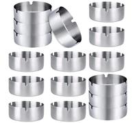Cendrier Inox, 16 Pièces 8cm Cendrier, en Acier Inoxydable, pour Les Bars, Les Restaurants Et Les Chambres à Coucher, pour l'intérieur Et l'extérieur
