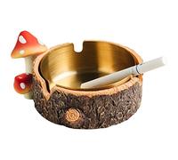 Cendrier mignon en forme de champignon avec plateau en acier inoxydable pour cigarettes, cendrier en résine naturelle pour intérieur ou extérieur, cendrier pour décoration de maison et de jardin