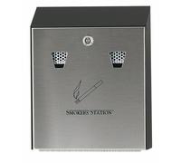 Cendrier mural - collecteur amovible - coloris noir + gris - Smokers Station RUBBERMAID