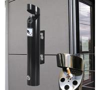 Cendrier Mural Pour Extérieur En Acier Inoxydable, Avec Base Amovible Et Système De Verrouillage ; Idéal Pour Pubs, Bars, Bureaux, Restaurants Et Cafés(Black)