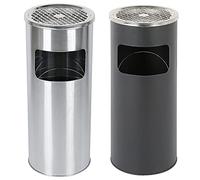Cendrier rond d'extérieur en acier inoxydable laqué 30L/35L/48L, poubelle de bureau amovible intérieure et extérieure, utilisable comme poubelle d'hôtel verticale (Argenté, Noir)