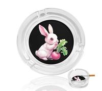 Cendrier rond en verre en forme de lapin mignon, cendrier décoratif pour cigarettes et cigares avec 3 fentes pour intérieur et extérieur