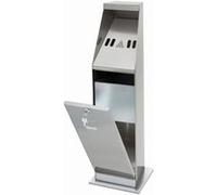 Cendrier Sur Colonne Inox - 5,5 Litres - Facile à Vider - 240x240x870(h)mm